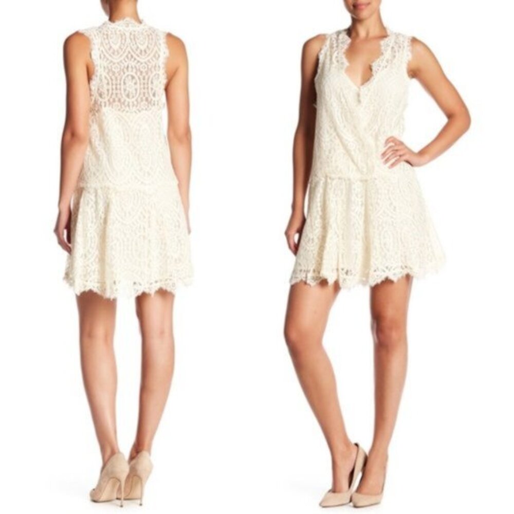 Free People Heart in Two Lace Mini Dress Cream